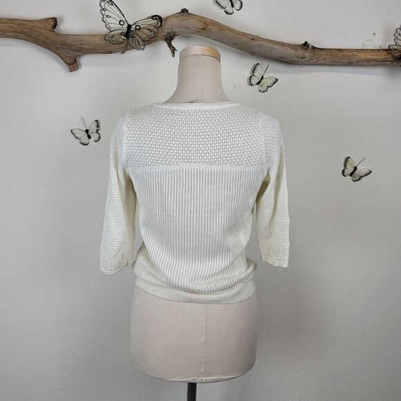 Anthropology knitted and knotted white sweater - Picture 8 of 8